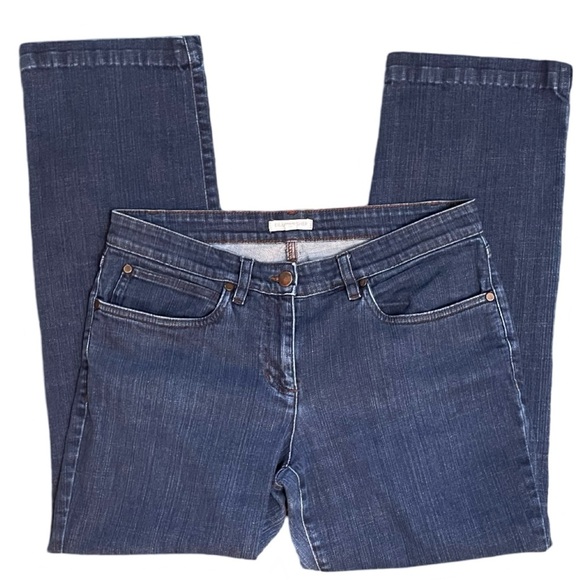 Eileen Fisher System Petite Straight Leg Mid Rise Blue Denim Jeans Sz 10P-12P - Picture 3 of 9
